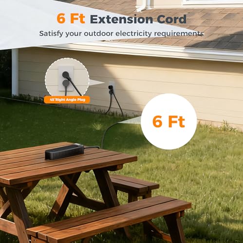 Image of TESSAN Outdoor Power Strip Weatherproof, 6FT Extension Cord Waterproof | 4 Outlets 1 Switch, Surge Protector 1700J, Wall Mountable for Home Office and Patio Christmas Lights, Black