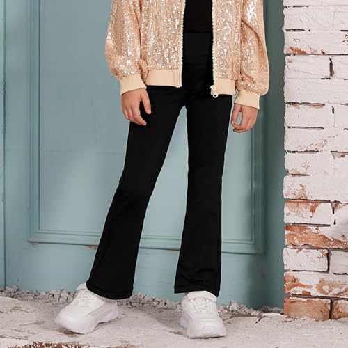 Mirawise Girls Leggings Flare Yoga Pants with Pocket Running Athletic Sports High Waist Active Skinny Tights for 6-13Y2