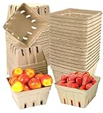 50 Pack Natural Pulp Fiber Berry Baskets with Blank Label for Vegetables Strawberry Blueberry Raspberry Egg, Farmer Market Produce Basket Containers Grocery Store Supplies Fruit Stand Supplies