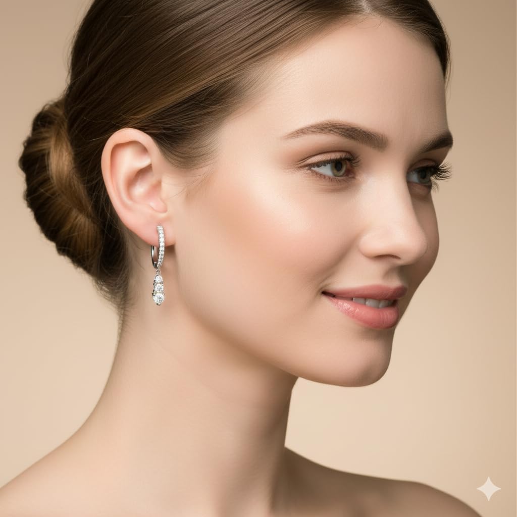 Jewelili 925 Sterling Silver Lab Grown Diamond Hoop Earrings for Women | 0.50 CTTW H Color I1 Clarity | Wedding & Bridal Jewelry | Gift Box Included