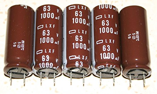 10 x Elko, radial, 1000µF (1000uF) / 63V / 105°C / ±20% / low ESR, electrolytic capacitor. elpohl®