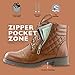 DailyShoes Women's Ankle Boots Combat Boot Low Heel Lace Up Zip Pocket Casual Fashion Style Spring Autumn Indoor Outdoor Flats Shoes Exclusive Credit Card Bootie Susan-01 Tan Pu 7.5