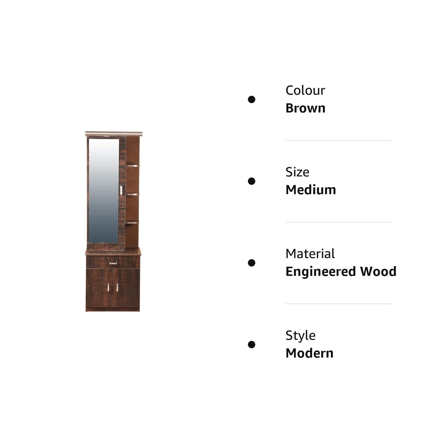 CASPIAN Furniture Dressing Table with Shelves and Drawer || Make up Table|| Organizer for Room Engineered Wood Dressing Table Rainfrest Brown 72 * 13 * 24 4