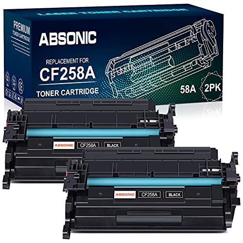 Absonic Compatible Toner Cartridge Replacement for HP 58A CF258A Toner High Yield 58X for HP Laserjet Pro M404n Toner MFP M428fdw M404dn M404dw M404 MFP M428 M428dw M428fdn Laserjet Printer (2 Black)