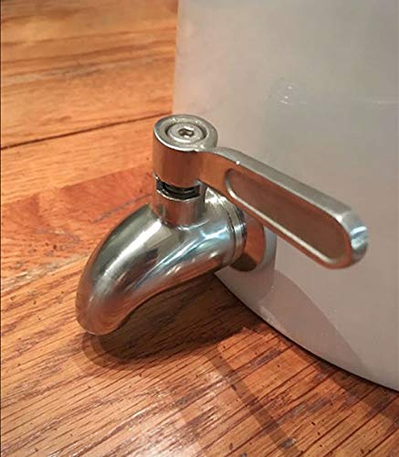 Humble House SAUERKROCK TAP Kombucha Crock with Stainless Steel Spigot - 10 Liter (2.6 Gallon) Ceramic Jar in Natural White for Continuous Brewing