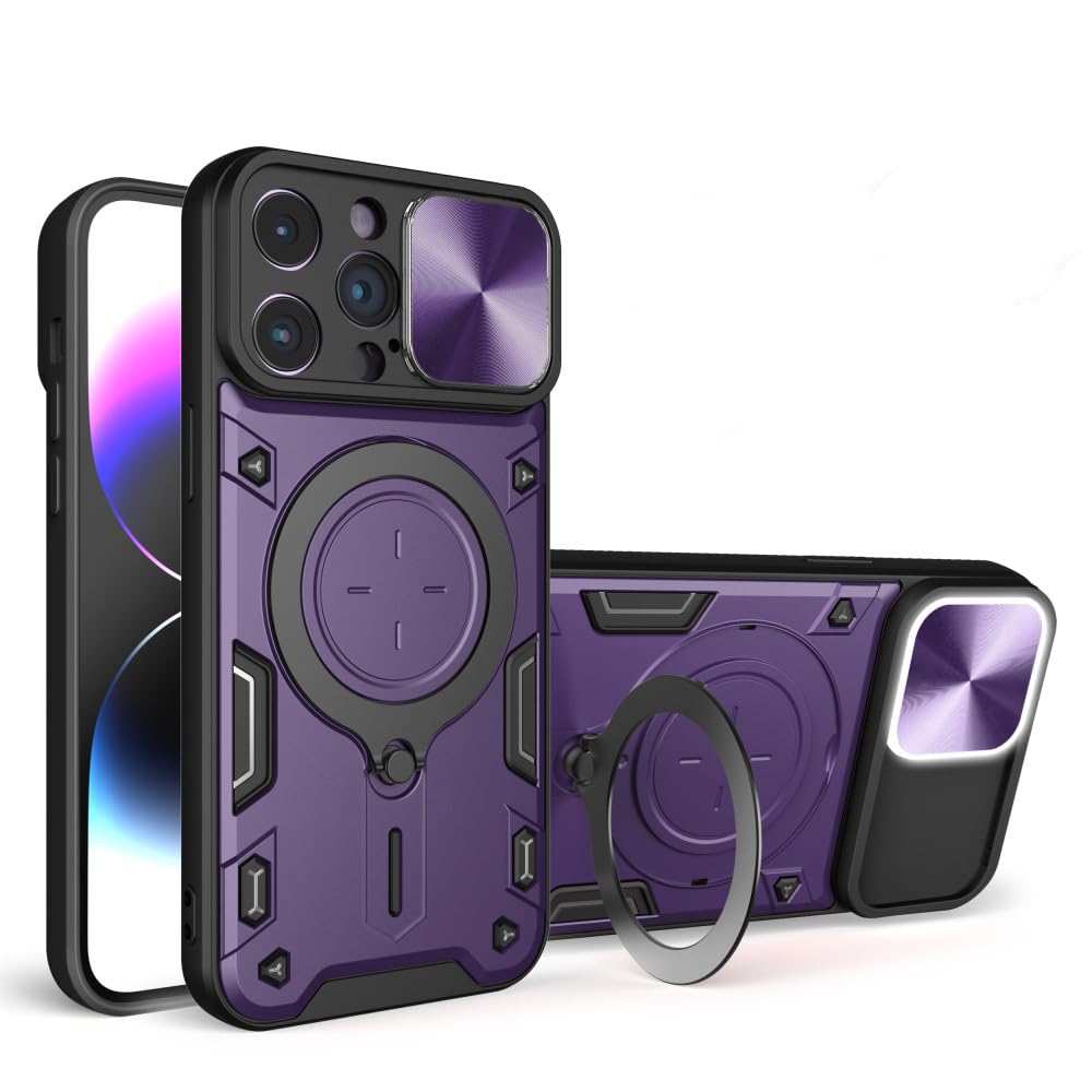 Coque pour iPhone 12 Pro Armor antidérapante violette avec anneau