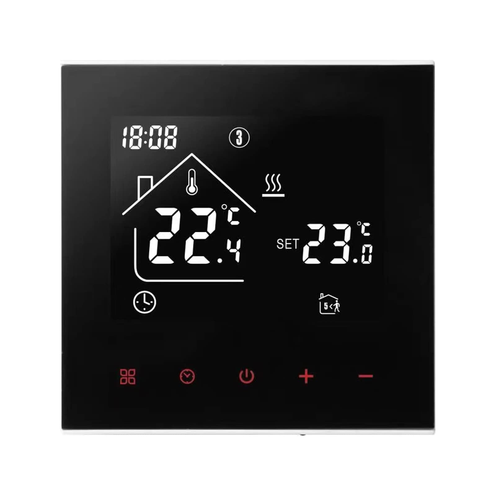 Digital Thermostat Raumthermostat, LED Display Touchscreen Thermostat-Regler, Wöchentlich Programmierbare Temperaturregler für Kesselheizung Fußbodenheizung (Schwarz - Kesselheizung 3A)