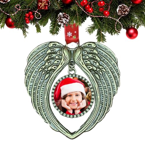 Conmemorativos De Navidad: Alas De Aleación De 25 Mm/0.98 Pulgadas En Forma De Corazón | Sangel Vigilándome | Siempre En Cardíaco, La Pérdida De La Decoración De Memoria del Ser Quer