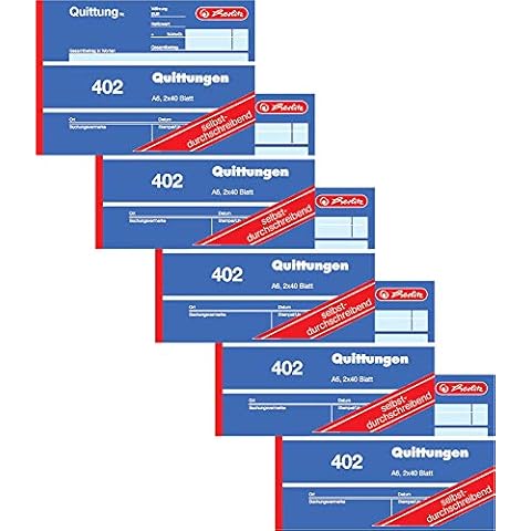 Herlitz Quittungsblock 402, selbstdurchschreibend, A6 quer, 2 x 40 Blatt (5 Stück) Cover