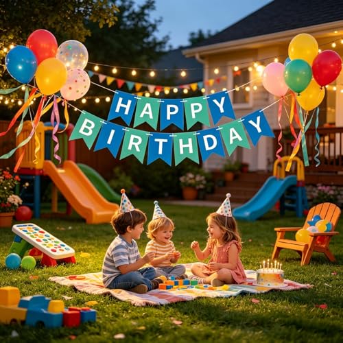 Image of Happy Birthday Banner Birthday Party Supplies (Blue 3)