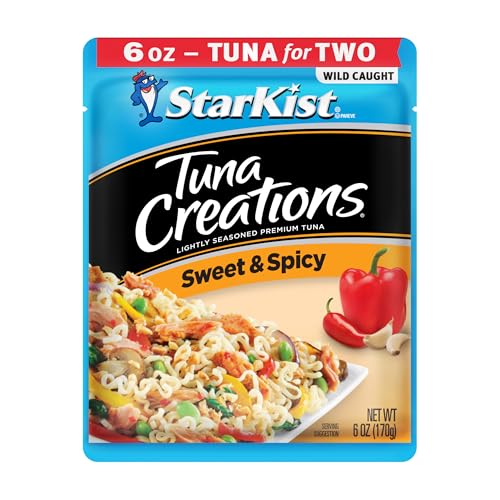 Image of StarKist Tuna Creations Sweet and Spicy, 6oz Pouch, 12-Pack | 18g Protein Per Serving, Wild Caught, Shelf Stable Seafood, Gluten Free, Soy Free, No Draining, Ready to Eat for Salads
