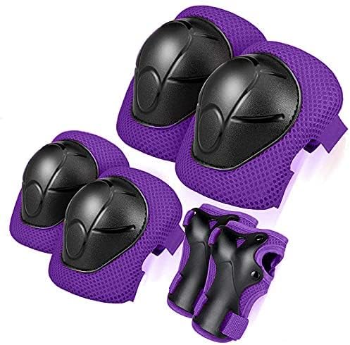 Miniatura 2 de Casco de patineta ajustable con rodilleras, coderas, muñequeras, casco de bicicleta y almohadillas para niños pequeños y jóvenes (3-5-8-14+edades)