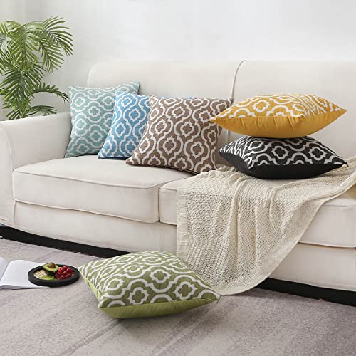 Trellis Jacquard Pillow Covers Set of 2 - Green Home Decor - Image 4