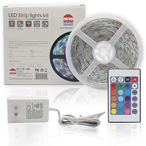 WBM Smart LP-06 Strip Light 32.8ft, for Home, Kitchen, Bedroom, Dorm Room Works with Remote Control, RGB, (2x5m)
