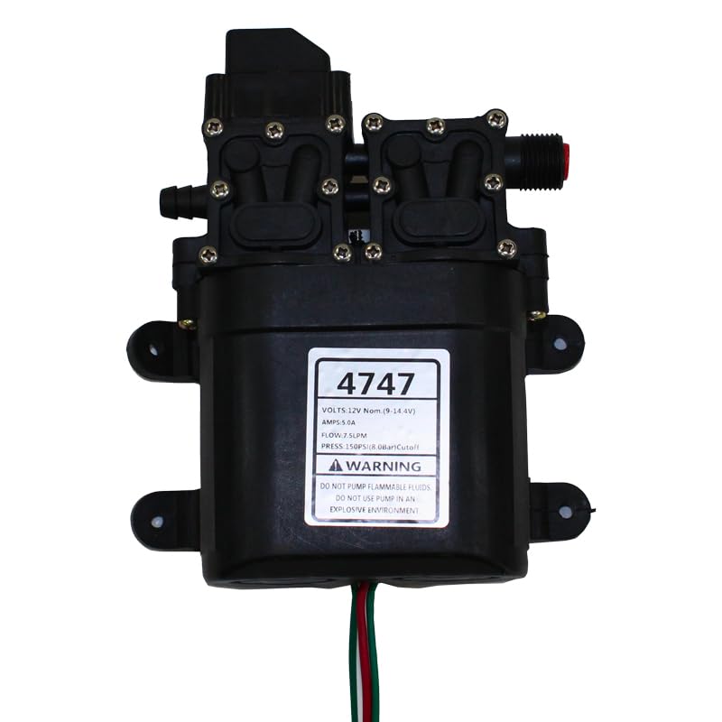 PHOENIX - Pompe à Membrane Double Gladiator Sprayer 12V - 5A - Flux 8.0 LPM - Pression 150 PSI / 10.3 BAR - Performance Supérieure pour Applications de Pulvérisation