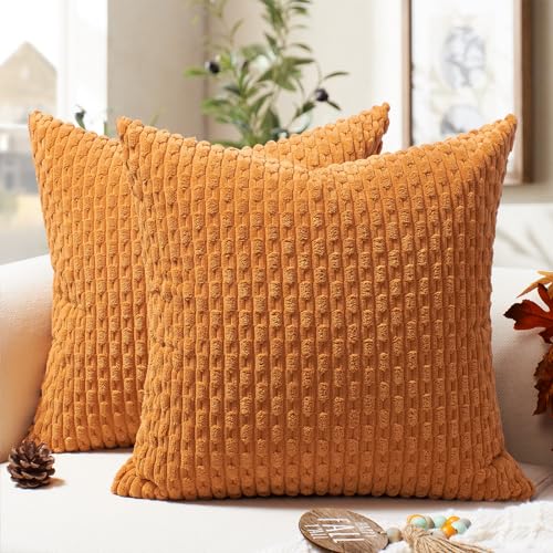 Softalker Kissenbezug Herbst 40x40 cm Orange Cord 2er Set Boho St...