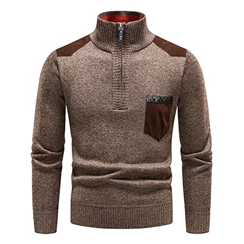 Lu's Chic Men's Zip Up Sweater Cable Knit Pullovers Soft Turtleneck Business Casual Work Long Sleeve Pullover Sweater2