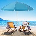 JEAREY 7.5 FT Beach Umbrella UV 50+ Outdoor Portable Sunshade Umbrella with Sand Anchor, Push Button Tilt and Carry Bag for Patio Outdoor Garden Beach Teal