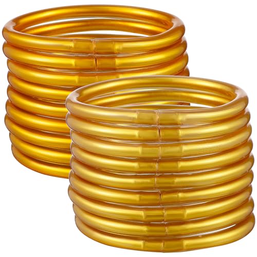 SOIMISS Brazaletes de Silicona Dorados Purpurina, Set de 18 Pulseras de Gelatina, Accesorio para Niñas y Mujeres, Perfectos para Combinar Cualquier Estilo en Fiestas Día a Día