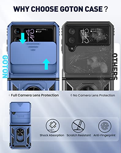 Goton Capa para Galaxy Z Flip 4, capa Samsung Z Flip 4 com capa de câmera e suporte de anel [proteçã