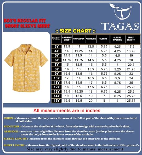 Image of TAGAS Boys' Shirt|Casual Short Sleeve Shirts for Kids | Button-Down Summer Shirts | Regular Fit Stylish Wear