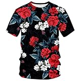 Lurhonp 3D Rose Casual T-Shirt Floral Flower Pattern Novelty Tshirts for Mens Womens,Color3,XL