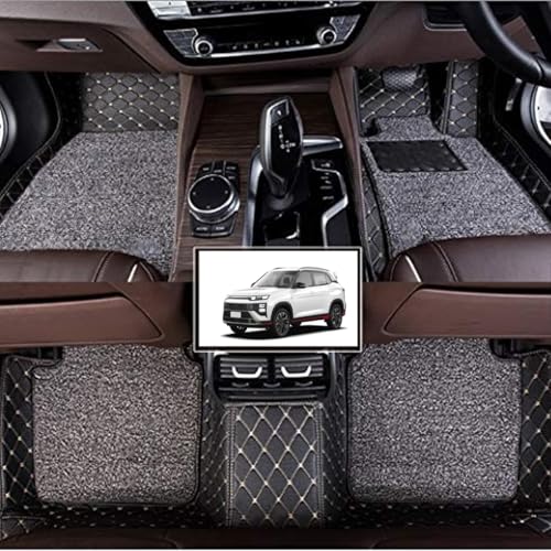 Image of Vahan Expo Premium 7D Car Mat Full Set for Hyundai Creta N-Line 2024 || Luxury Leather Double-Stich 7D Car Floor Mat Complete Set || 100% Waterproof and Washable || Black