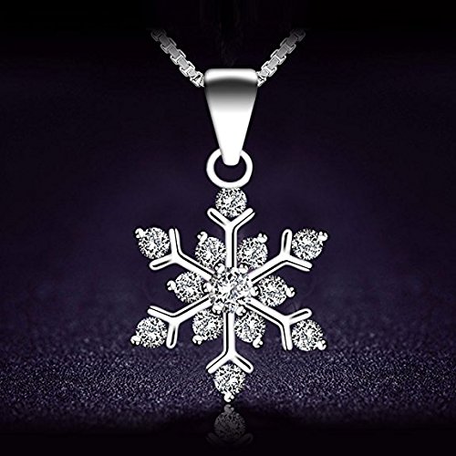 Collana con ciondolo a forma di fiocco di neve in argento sterling: gioielli invernali con cristalli blu - Italia