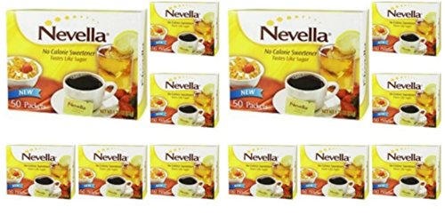 Lot of 12 Nevella No Calorie Sweetener 50 Packets/Box Tastes Like Sugar!