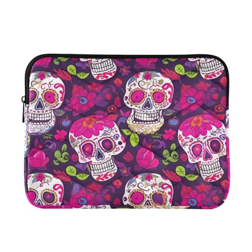 Funda para portátil con diseño Mexican Sugar Skulls 13-14" miniatura 1