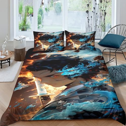 Housse de couette animation japonaise 3 pièces 200x200cm zippée