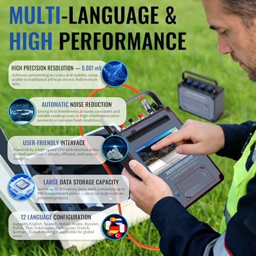 Image of TC1200 Underground Water Detector for Well Drilling Point Locate | 600 /900 /1500M Depth Optional Aquifer Scanner for Borehole Multi Frequency Water Vein Finder for Geological Exploration
