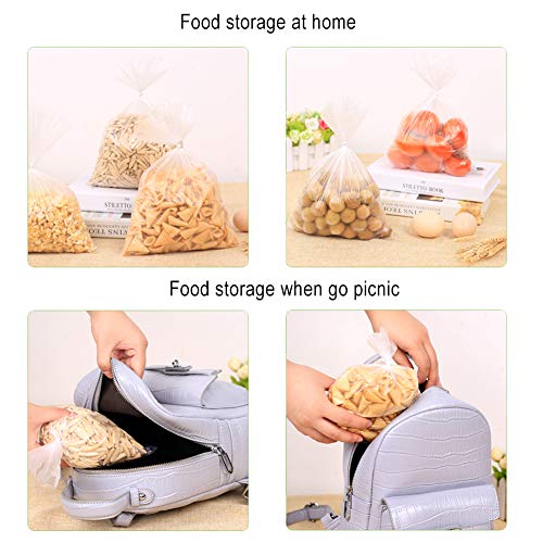 RyhamPaper Food Storage Bags, 2 Roll 12 x 20 Plastic Produce Bag on a Roll Fruits, Vegetable, Bread, Food Storage Clear Bags, 700 Bags