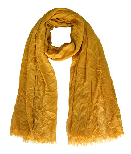 Lina & Lily Super Large Crinkled Stretchy Plain Color Women's Scarf Wrap with Frayed Edges