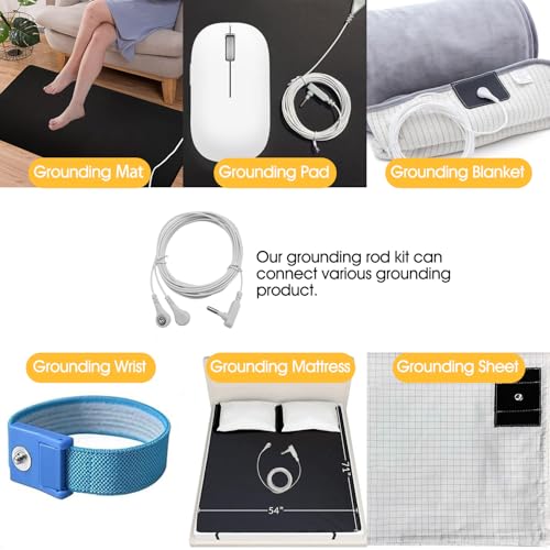 Image of 2Pcs Grounding Cords, Replacement Grounding Cable Accessories for Grounding Sheets Grounding Mat (Grounding Cords with 2 Plug Port)