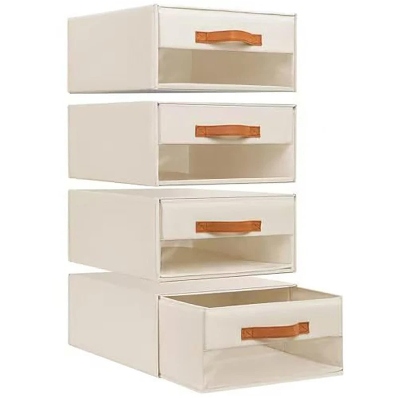 EWUHYFP Storage Boxes 1pc Foldable Storage Drawer Stackable Wardrobe Organizer Bedding Box With Handle Clothing(Beige)