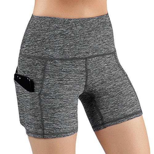 ODODOS High Waist Out Pocket Yoga Short Tummy Control Workout Running Athletic Non