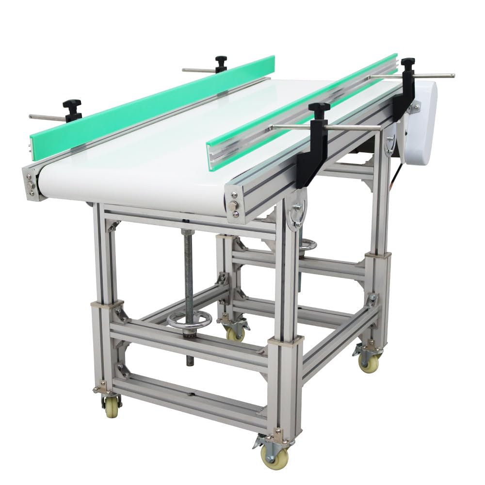 WYDDDARY PU Inclined Wall Conveyor Belt 48inch Length 20inch Width Aluminum Conveyor Machine Industrial Transport Conveyor 110V