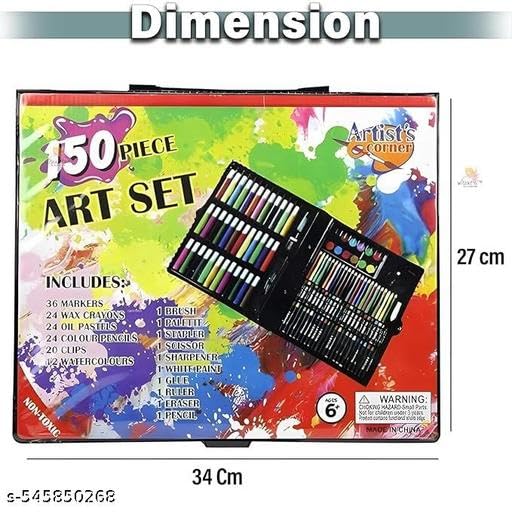 KENYS 150 pcs Art Set (COLORR Set) 50 Pcs Colorr Deluxe Art Drawing Set for Kids in Plastic Case Studio Art and Craftt Supplies Drawing and Painting Set Great Gift Hair Artist Acrylic Paint Brush f 1