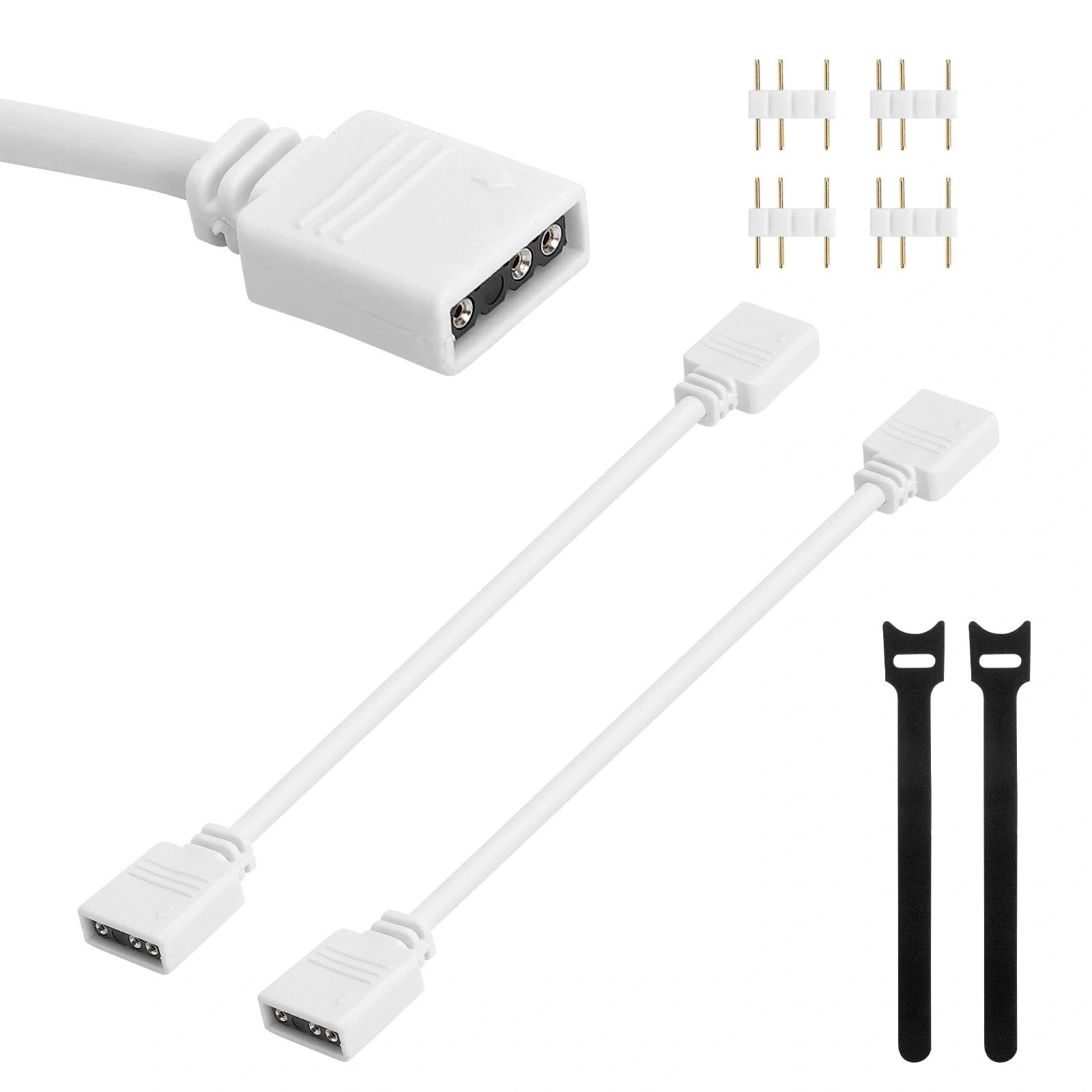 HENGBIRD Lot de 2 Câbles d'Extension ARGB 5V 3 Broches 30 cm Connecteur pour Bande LED Répartiteur Blanc