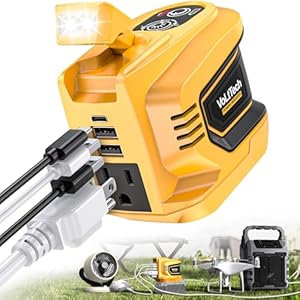 VoLtTech 200W Power Inverter Compatible with Dewalt 20V Battery, Battery Inverter 20V to 110V-120V, Portable Power Inverter USB Charger Adapter Power Adapter with 2 USB Ports & 1 Type-C & 1 AC Outlet