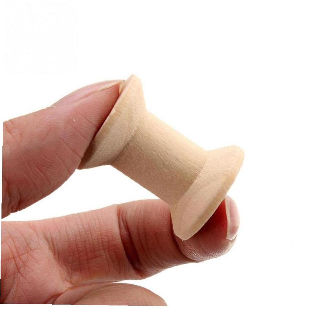 Ruluti Wood Color 10Pcs Vintage Wooden Empty Thread Spools Cylinder Needlework Manual Crafts Wood Bobbins Reels Organizer For Ribbon Sewing Tools, 29Mm