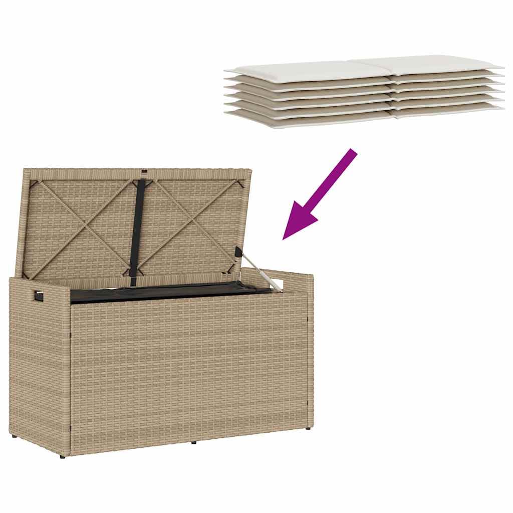 vidaXL Outdoor-Sitzbank mit Stauraum und Kissen Beige 100 cm, Gartenaufbewahrungsbank, Außenlagerbank, Außenbank mit Stauraum, Gartenaufbewahrungssitz