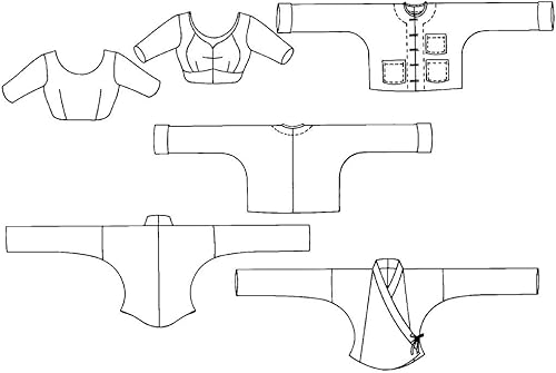 Miniatura 2 de Folkwear # 134del sur de Asia Tops y bandas birmana chamarra, Thai Wrap blusa patrón de costura indio danza tradicional (patrón solamente)
