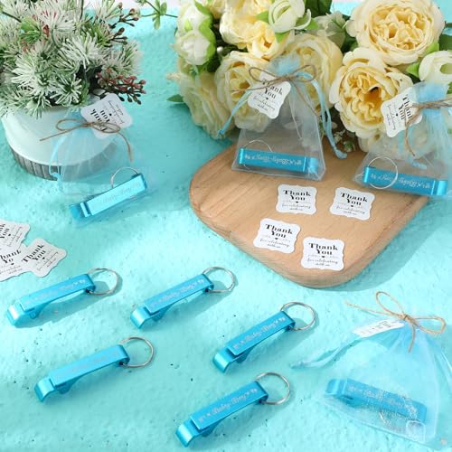 Tioncy BOO-TIONCY-4201 50 Set Baby Shower Bottle Opener Favors It'S A Boy Keychain Blue Bottle Opener Keychains Baby Boy Thank You Tags Organza Bags Baby Shower Return Gifts thumb #3