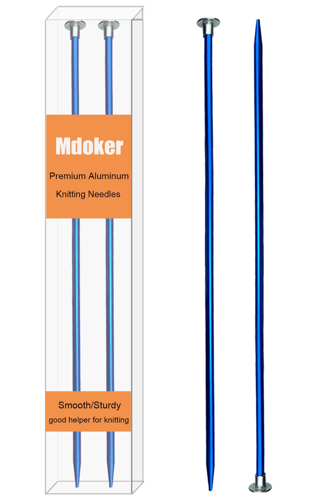 Mdoker 13.8 Inch Aluminum Knitting Needles,Colored Straight Single Pointed Metal Sweater Knitting Needle for DIY Knitting Projects,Size US 5(3.75mm)