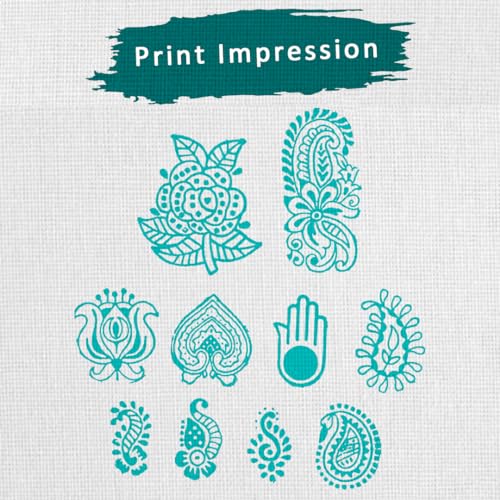 Image of Wooden Stamp Block, Printing Stamp Design Set | Block for Printing Saree Border | Dresses, Craft Card Making, Scrapbook, Clay Pottery | Set of 10