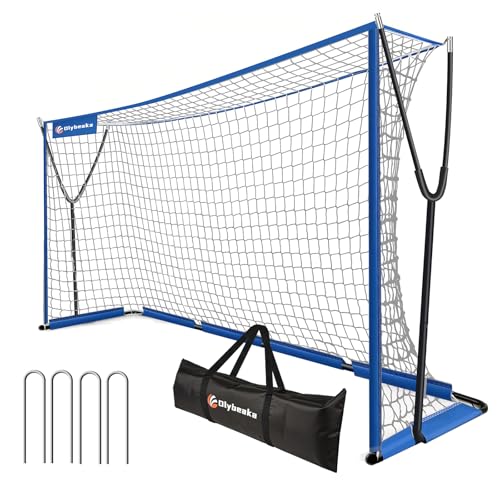 12x6 FT Soccer Goal for Backyard Portable Soccer Goal Net with Ultra Stable Outward Angled Metal Frame 7-ply Tetoron Carry Bag Ground Stakes - Easy Set Up for Youth & Adult Indoor Outdoor Practice