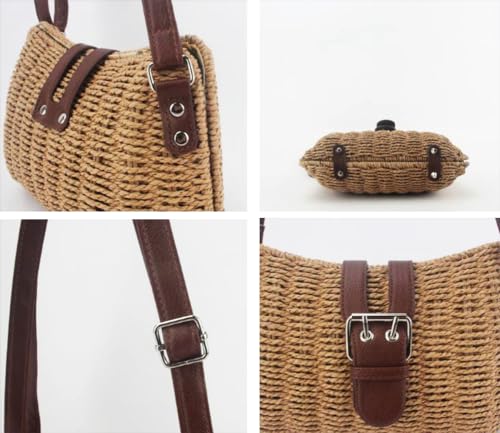 Image of Classic Hobo Bags for Women Fashion Crossbody Bags for Women Straw Beach Bag Shoulder Bag Handbag Summer Holiday 2024