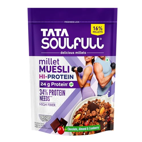 price history - Tata Soulfull Ultimate Millet Muesli Hi-Protein, 350g, Chocolate, Almond & Cranberry, 24g Protein, Fulfill 34% Daily Protein Needs, High Fibre Breakfast Cereal with 16% Millets